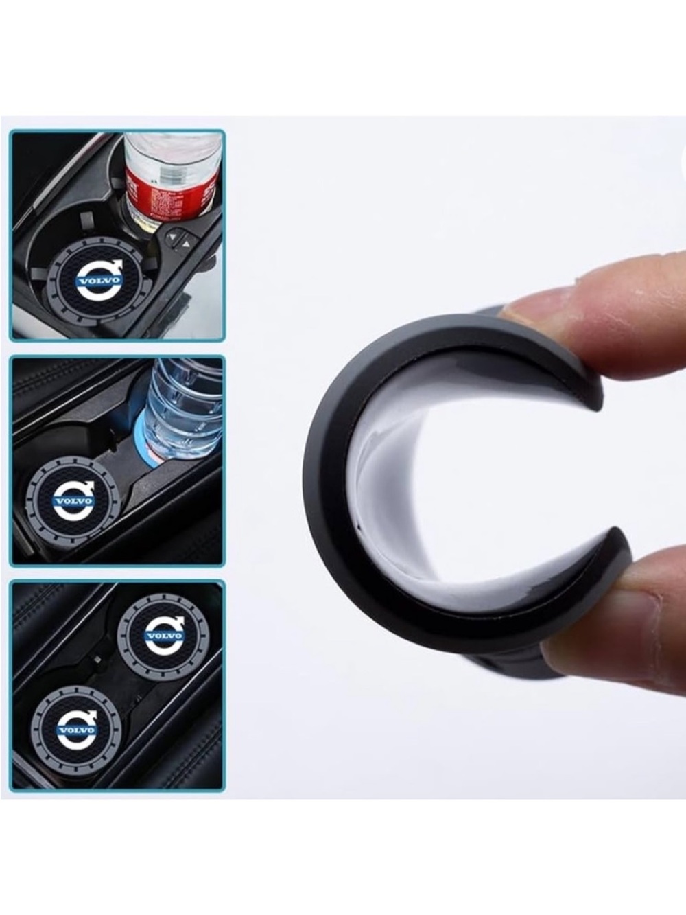 Volvo Black Universal Car Cup Holder Coasters - (Set of 2)